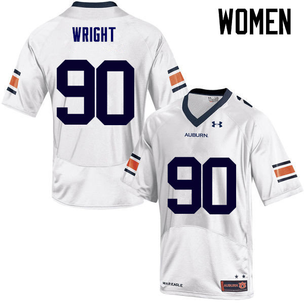 Auburn Tigers Women's Gabe Wright #90 White Under Armour Stitched College NCAA Authentic Football Jersey KZX4474SF